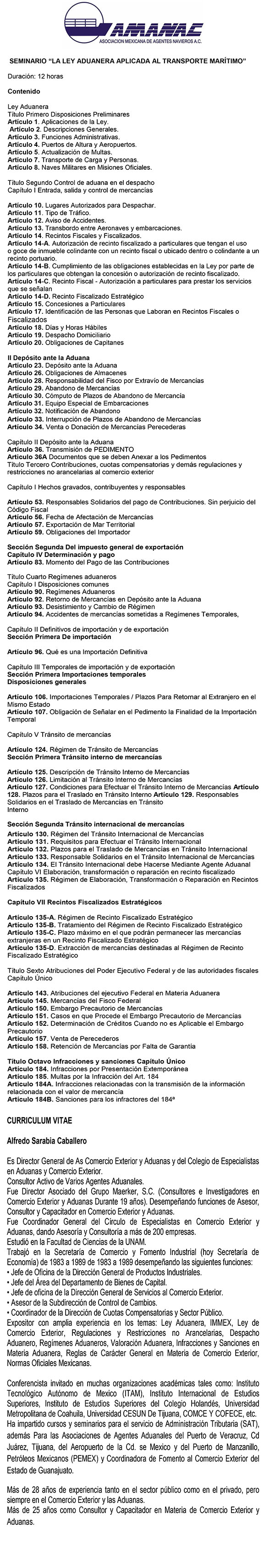 Curso Ley Aduanera Mariíima 2017